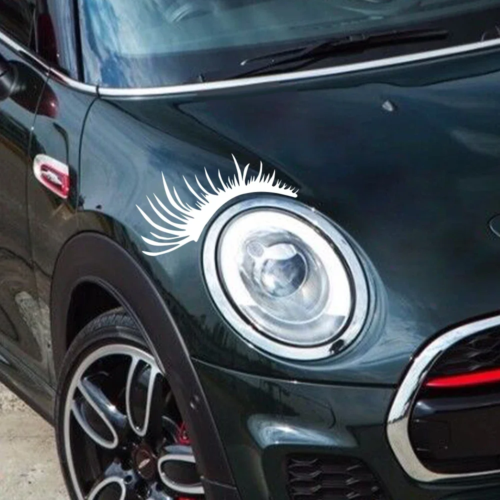 2Pcs Car Headlight Eyelash Stickers Vinyl Cute Decals For Volkswagen VW Beetle Mini Cooper S Countryman Smart Auto Accessories