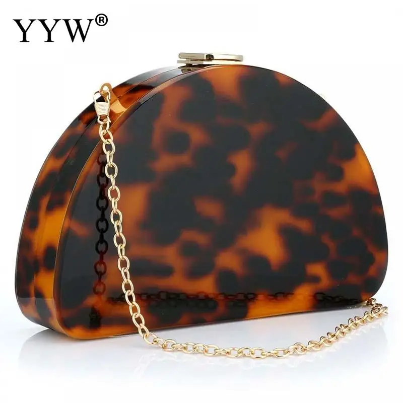 Fashion Women Semicircle Evening Handbag Multi Color Acrylic Shoulder Crossbody Box Purse Wallet Design Lady Wedding Clutch Bag