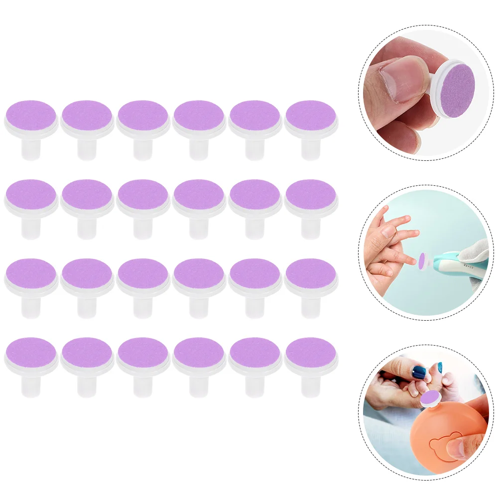 24 Pcs Nail Polisher Replacement Head Drill File Clippers Electric Trimmer Pads for Infant Grinding Heads Baby Accessories