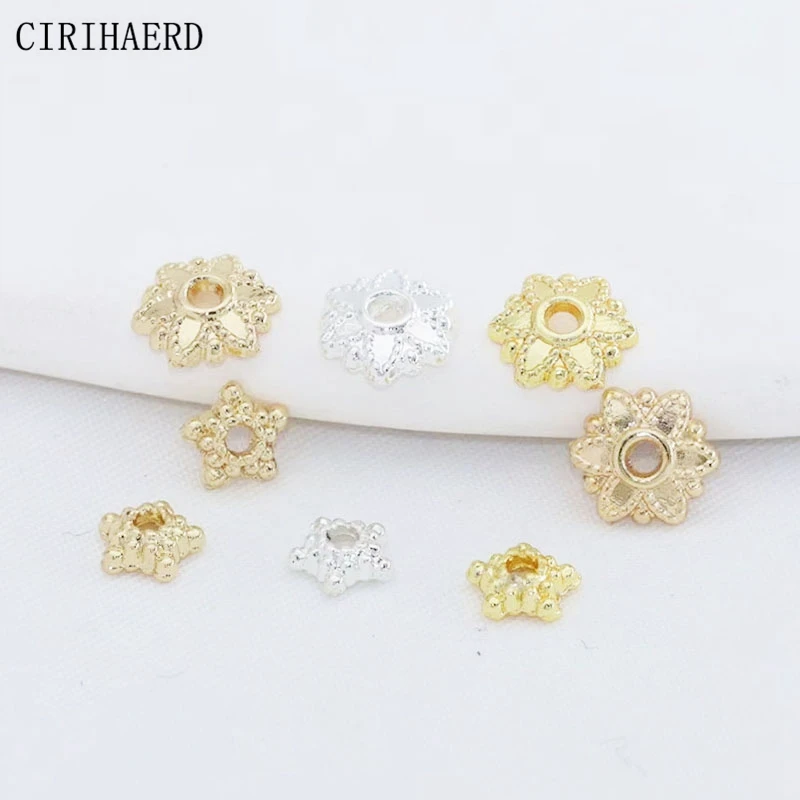 

Wholesale Bead Cap 14K Gold Plated Copper Metal Star Flower Beads End Caps DIY Accessories Beaded Bracelet Jewelry Making Caps