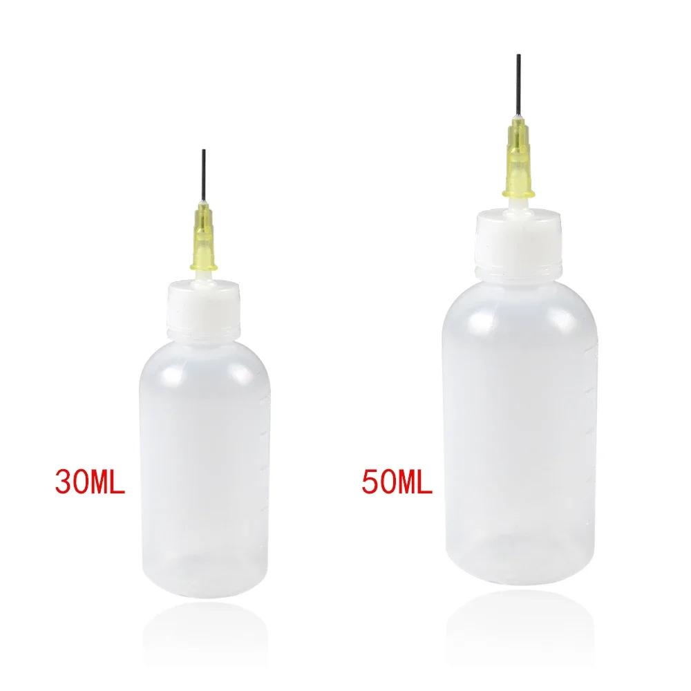 30/50ml Plastic Dispensing Needle Nozzle Syringe Bottle Glue Gel Alcohol Pot Reuse DIY Handmade Utensil