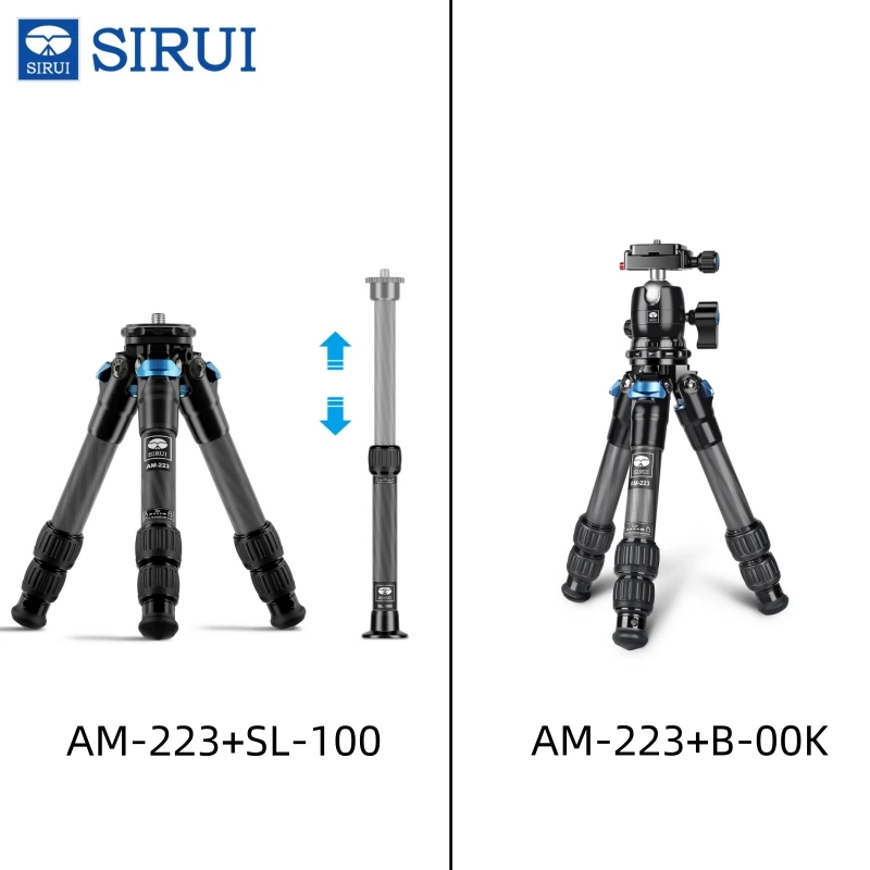 SIRUI Portable Mini Tripod Kit With Center Column/Video Head Compact Tabletop Tripods For Camera/Photo/Phone AM-223 Series