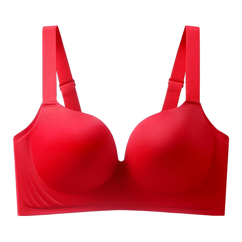 UBAULarge size glossy non-marking underwear female thin section without steel ring gathered vice bra anti-sagging adjustable bra image 5