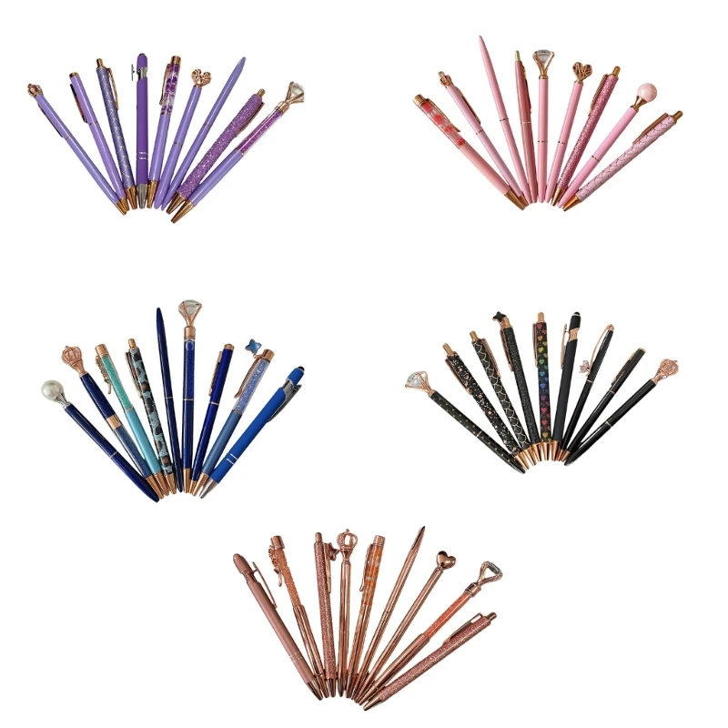 

9Pcs Refillable Retractable Ballpoint Pen Diamond Ballpoint Pen