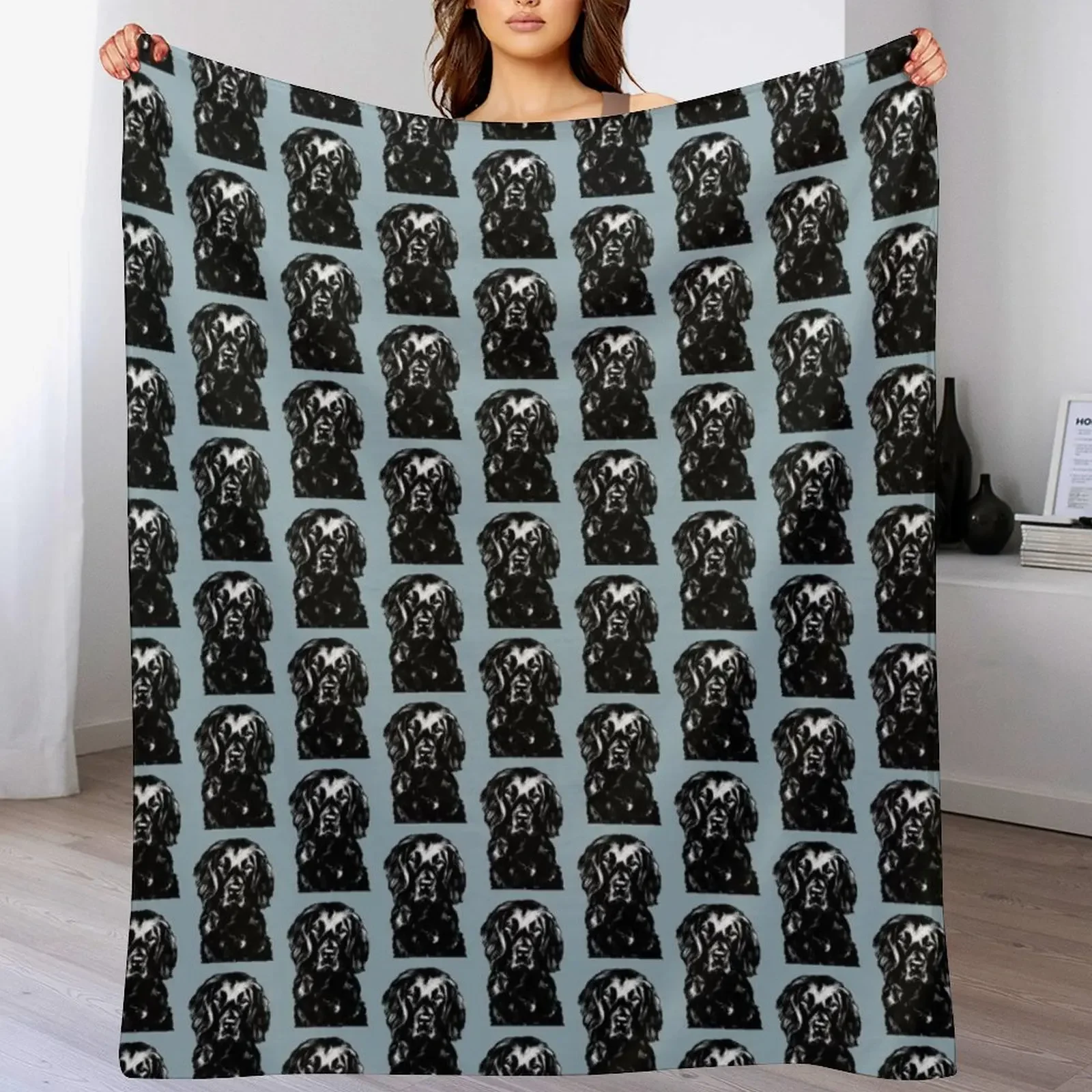 

Flat Coated Retriever ~ Black and white Throw Blanket valentine gift ideas blankets ands Soft Plush Plaid Blankets