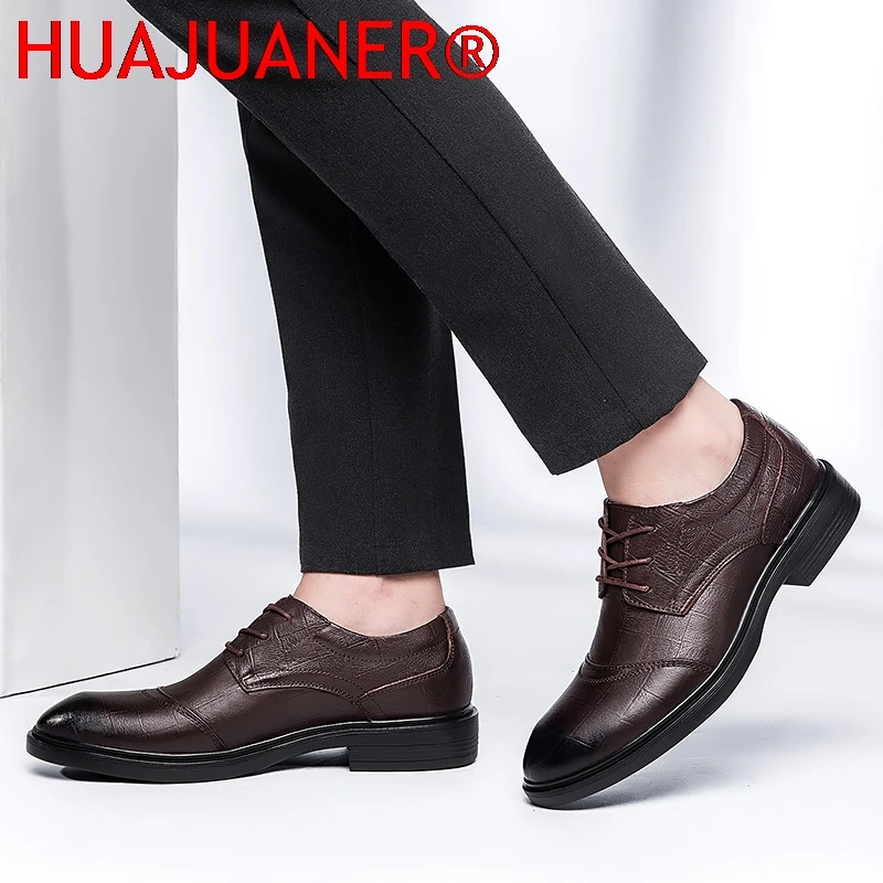 أحذية بروغ من الجلد الطبيعي مصنوعة يدويًا أحذية أكسفورد للرجال أحذية مشي مريحة أحذية رسمية كلاسيكية للأعمال