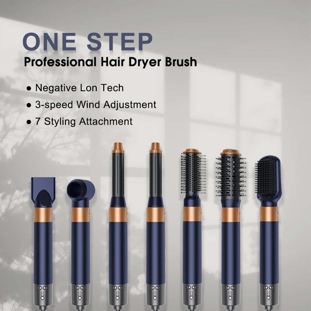 SMET Hot 7 في 1 أدوات تصفيف احترافية أيونية متعددة الوظائف لجميع أنواع الشعر مجعد ومستقيم لتجفيف الشعر للعناية بالشعر