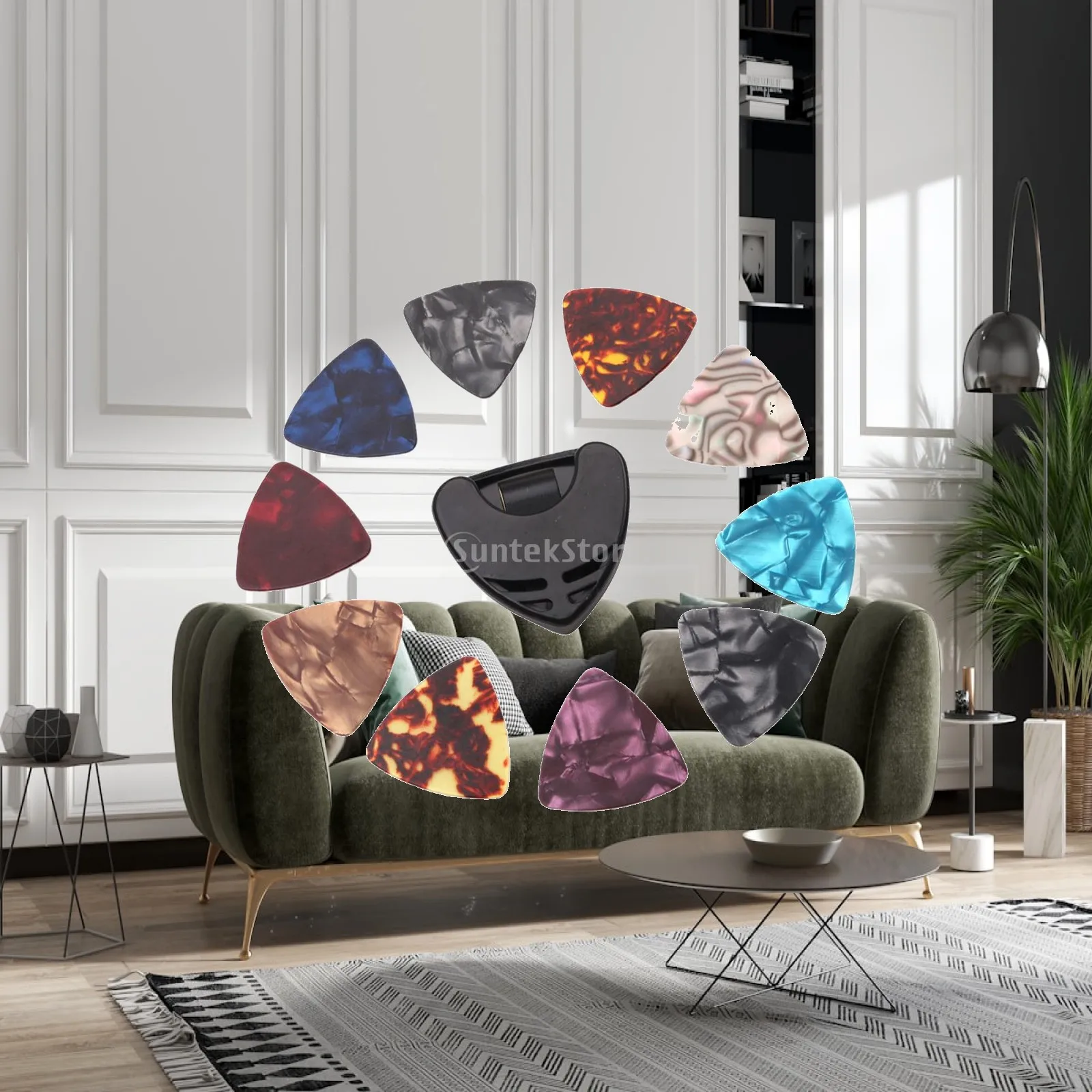 Plectres de guitare en forme de cœur avec étui de rangement, pack de plectres professionnels ergonomiques en plastique pour gadgets de guitare fingerstyle