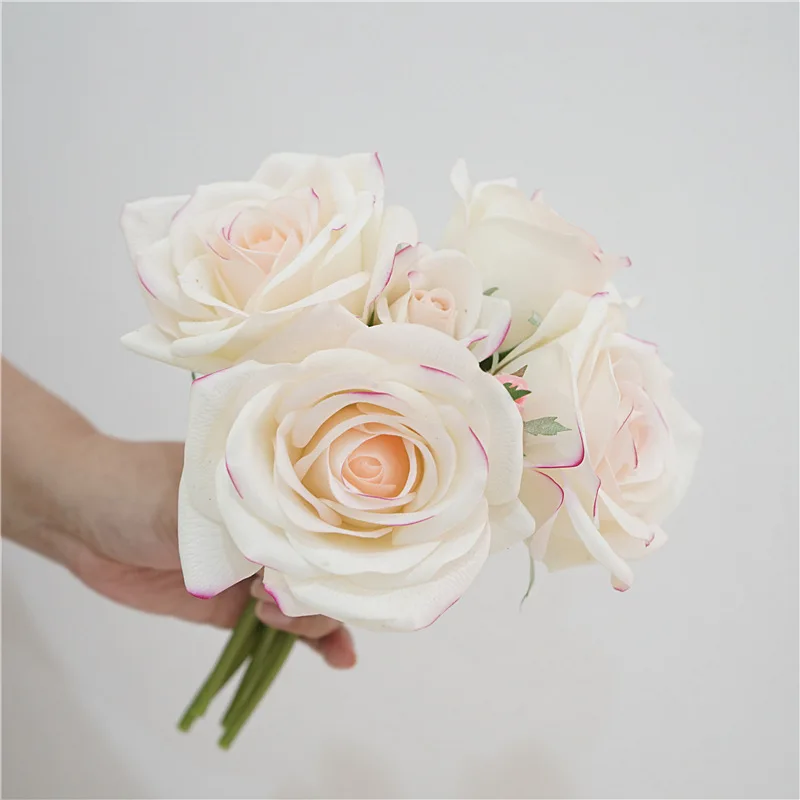 Hand Feel Moist Rose Bouquet Real Touch Artificial Rose Flowers Home Table Decor Bridal Bouquet Wedding Decor Flower Arrangement