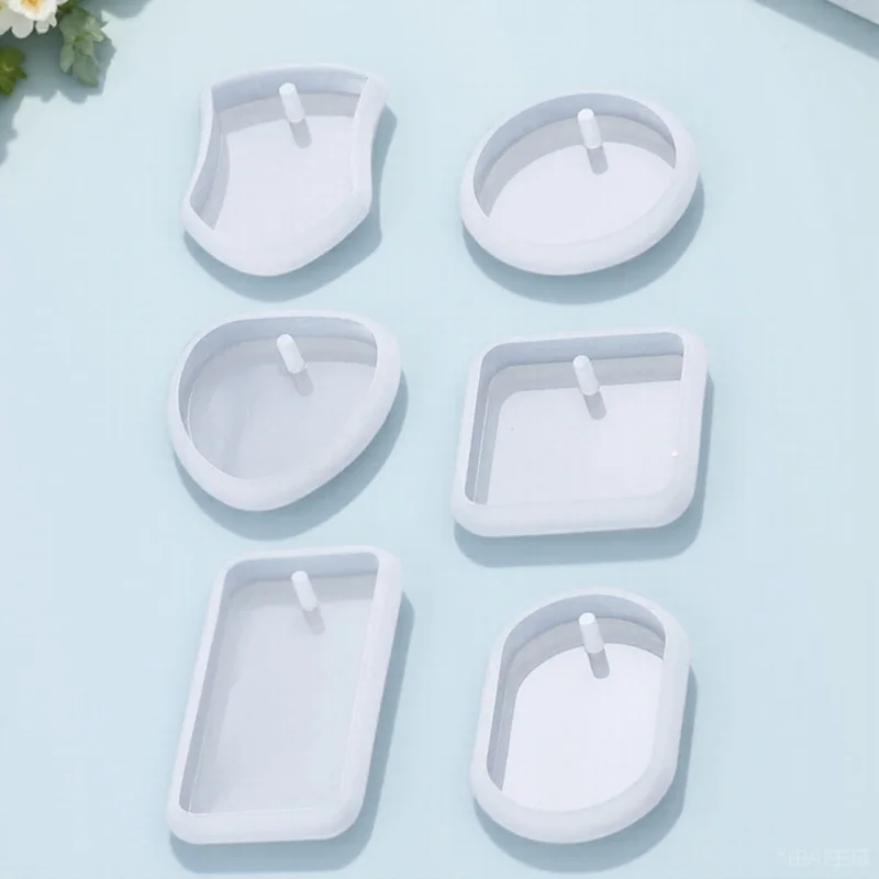 

6pcs Silicone Pendant Molds Decorative Keychain Molds For Diy Epoxy Resin Crafts Portable Jewelry Making Supplies