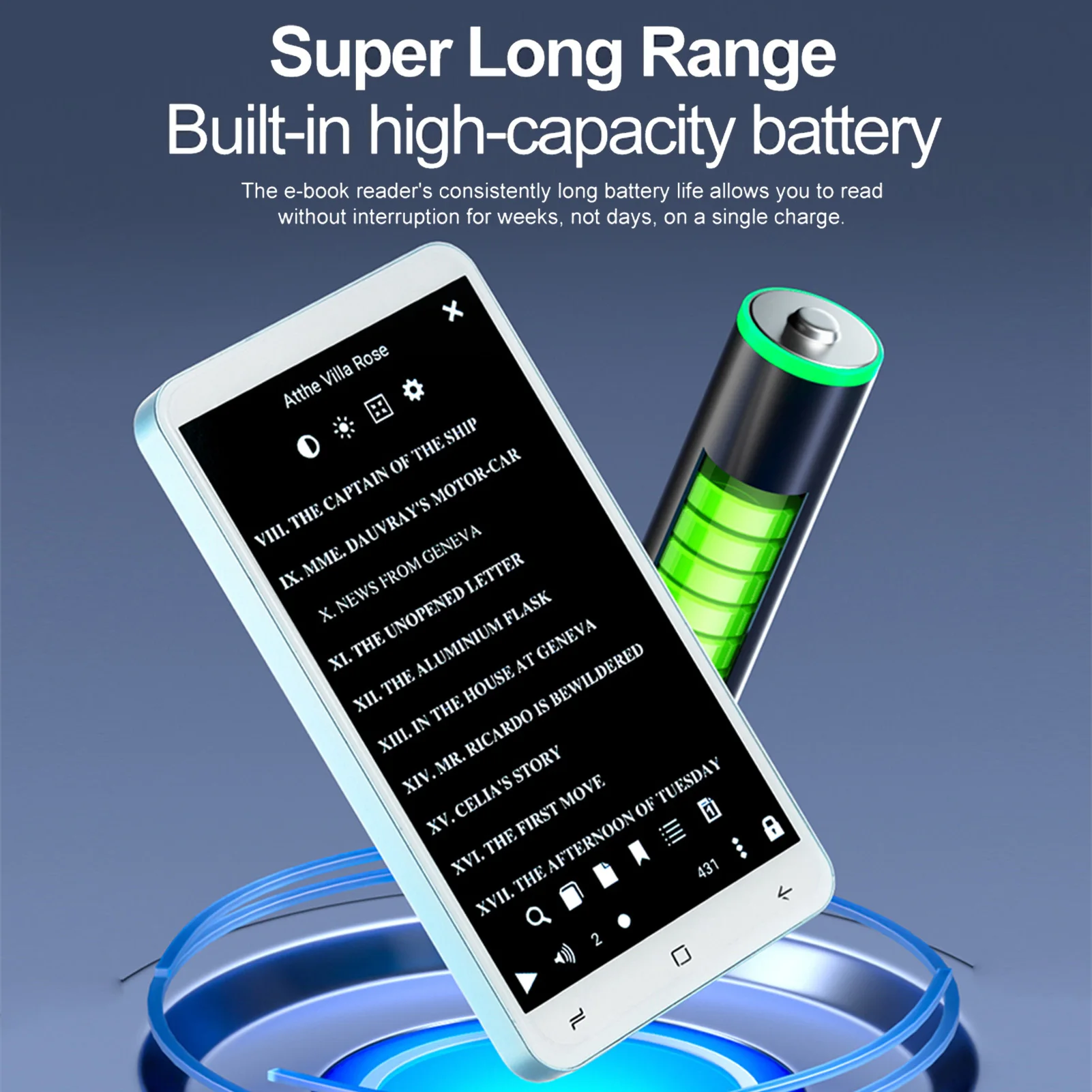 قارئ الكتب الإلكترونية 5 بوصة قارئ الكتب الإلكترونية 2500mAh 1G 8G شاشة سعوية بدون حبر WIFI إعدادات متعددة للصوت