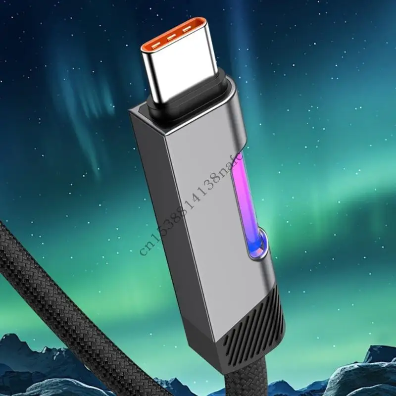 594F نوع التحكم في درجة الحرارة الذكي نوع C كبل الشحن 100W سبيكة الشحن السريع