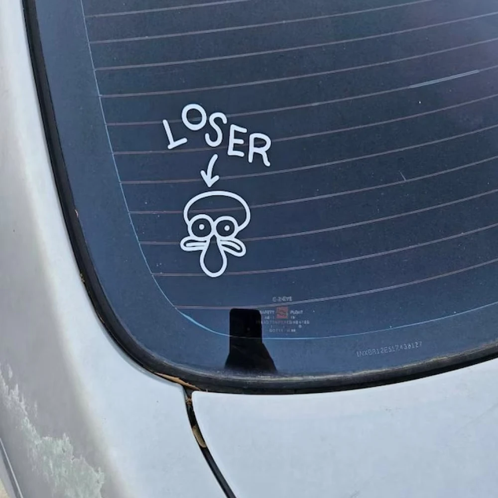 ملصق Squidward لنوافذ السيارات وديكور الزجاج الأمامي ، شارات الفينيل ، إكسسوارات مقاومة للماء ، كرتون ممتع