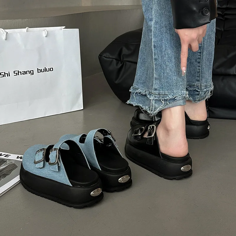 

Women Slippers Thick Soled Half Slippers With A High-end Feel For Wearing On The Beach, Lazy Hole Shoes For Outdoor Wear