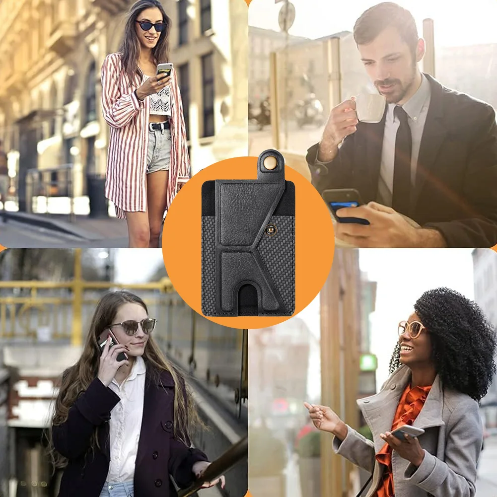 Cartera de cuero con soporte ajustable para teléfono, tarjetero de bolsillo, tarjetero, funda para teléfono