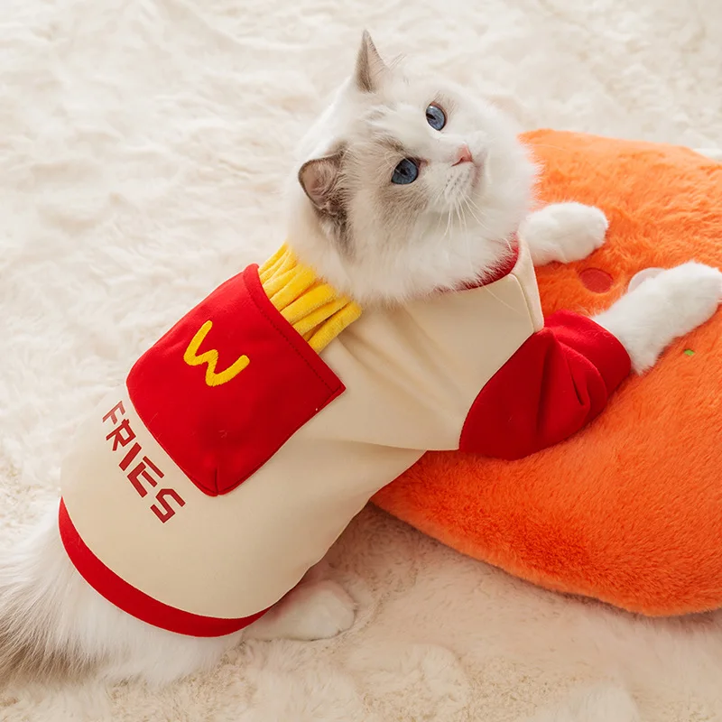 Fried Chips Design Hoodie for Pets, Cute and Warm Costume, Spoof Role Play, Outdoor Pet Clothes, Small Dogs and Cats