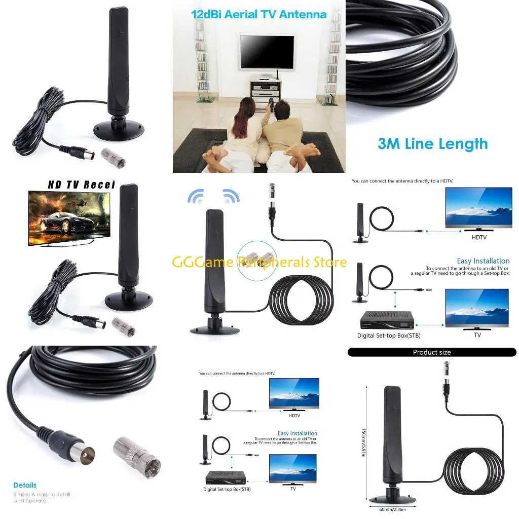 

U55B 12dBi Antennae Indoor Outdoor 360°Reception HDTV Strong Base