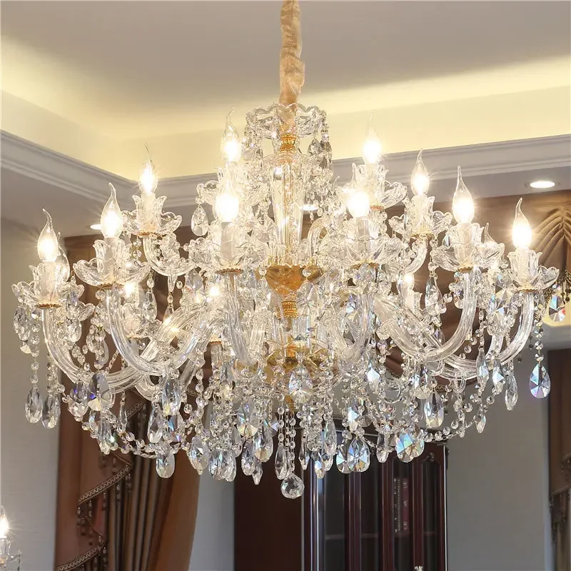 Modern Led Candle Ceiling Chandeliers European Crystal Living Dining Room Pendant Lamp Home Decor Hanging Light Luster Fixtures