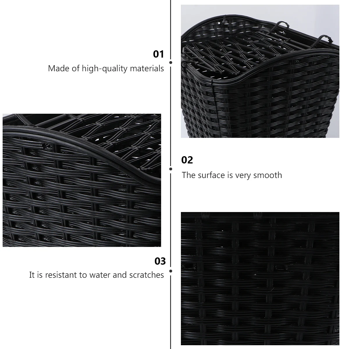 

Корзина для электровелосипеда, 1 шт., черная, имитация ротанга, плетеная, пластиковая, для хранения на руле, для велосипеда, самоката, для детей и взрослых, для круизеров