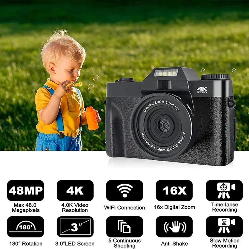 4K 48MP Digital Camera Photography Camcorder Video Autofocus Cameras Vlogging Camera For Youtube 3