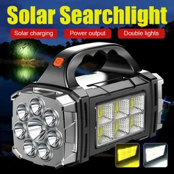 Lámpara de mano portátil recargable E2, linterna potente de 8/4 LED para exteriores, Camping, pesca, luz Solar, USB, COB, linterna de trabajo