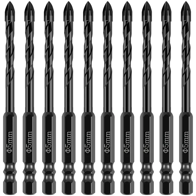 

BIESUO 10 Pcs 6/8mm Cross Hex Drill Bits Set Tungsten Carbide Tile Ceramic Glass Brick Universal Drilling Tool Hole Opener