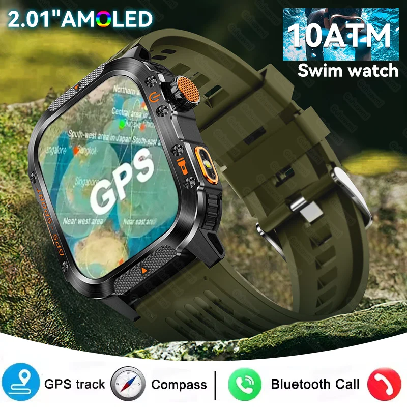 

Новые GPS уличные мужские умные часы 2,01-дюймовый большой экран фонарик сердечного ритма NFC Bluetooth вызов 10ATM водонепроницаемые умные часы для плавания