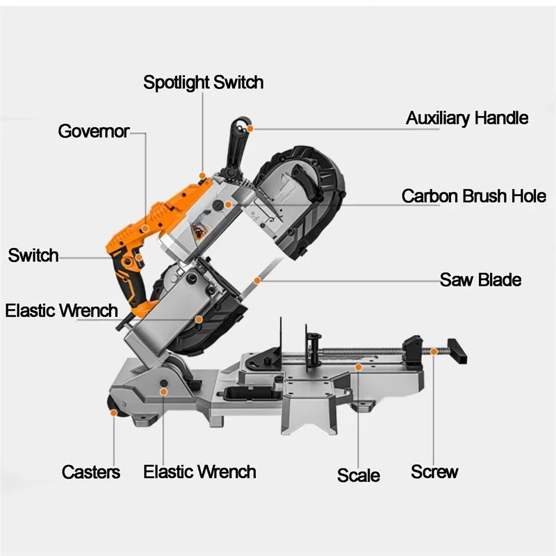 1100W High Quality Spark-free Metal Cutting Saw All-in-one Multi-function Metal Band Saw Small Desktop Metal Cutting Machine