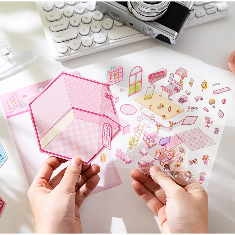 Cute Cartoon Handmade 3d Stacking Sticker Funny Sweet Panda Simulate Store Diy Decor Mini Landscape Sticker Kawaii Kids Gift