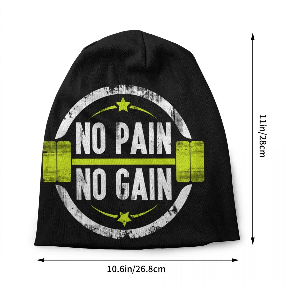 Custom No Pain No Gain Skullies Beanies Caps Unisex Winter Warm Knitted Hat Hip Hop Bodybuilding Fitness Gym Bonnet Hats Cap