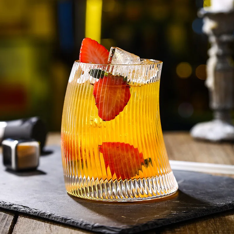 

500ml/340ml Glass Cup Sail Shaped Rolling Vertical Transparent Tea Juice Glass Beer Can Milk Drink Cups Bar Tool