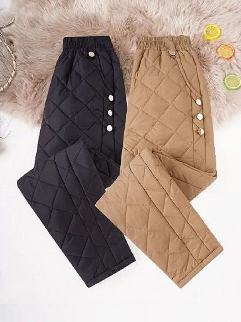 

Женские повседневные брюки-харланы с высокой талией из хлопка, прямые, утепленные, осенне-зимние, новые, в китайском стиле, для активного отдыха