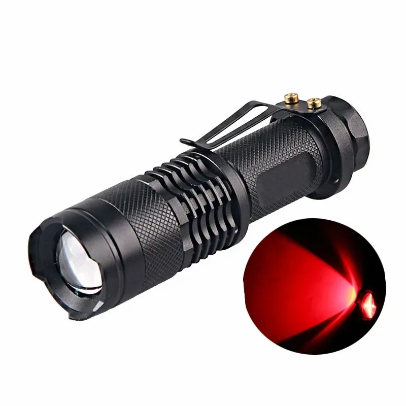 Mini Flashlight Lamp Red Light Tactical Flashlight Hunting Red Rifle Torch Lamp Zoom Lanternas Outdoor 625NM Lighting With Clip