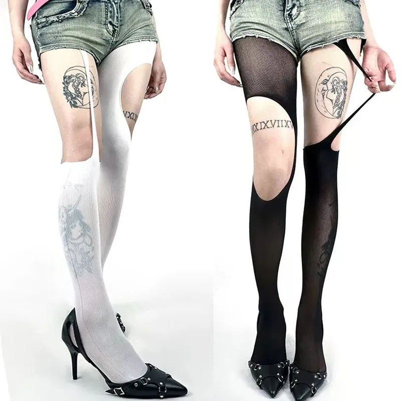 

1/2Pcs Irregular Holes Suspenders Stockings for Spicy Girls Women Gothic Ripped Thin Over The Knee Socks High Tights Pantyhose
