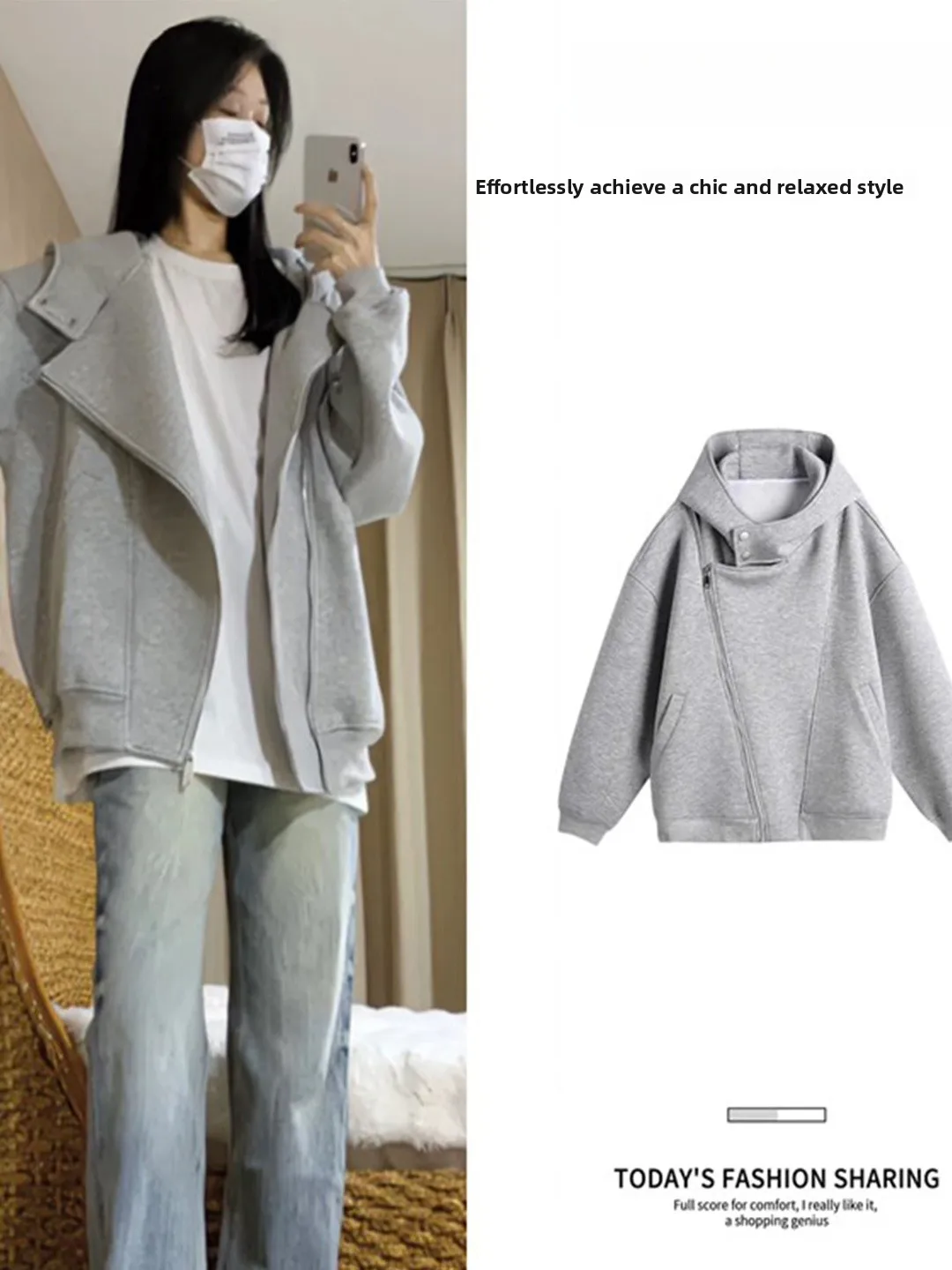 

plus Size Hoodie Thiened Fce Double Zipper ex Sweatirt Casual Outerwear for Couples Autumn Winter Loose Fit Coat