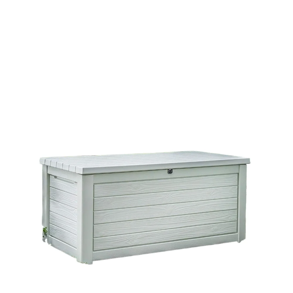 Weather Resistant Resin Deck Storage Container Box, Outdoor Patio Garden Furniture, White, 165 Gallon