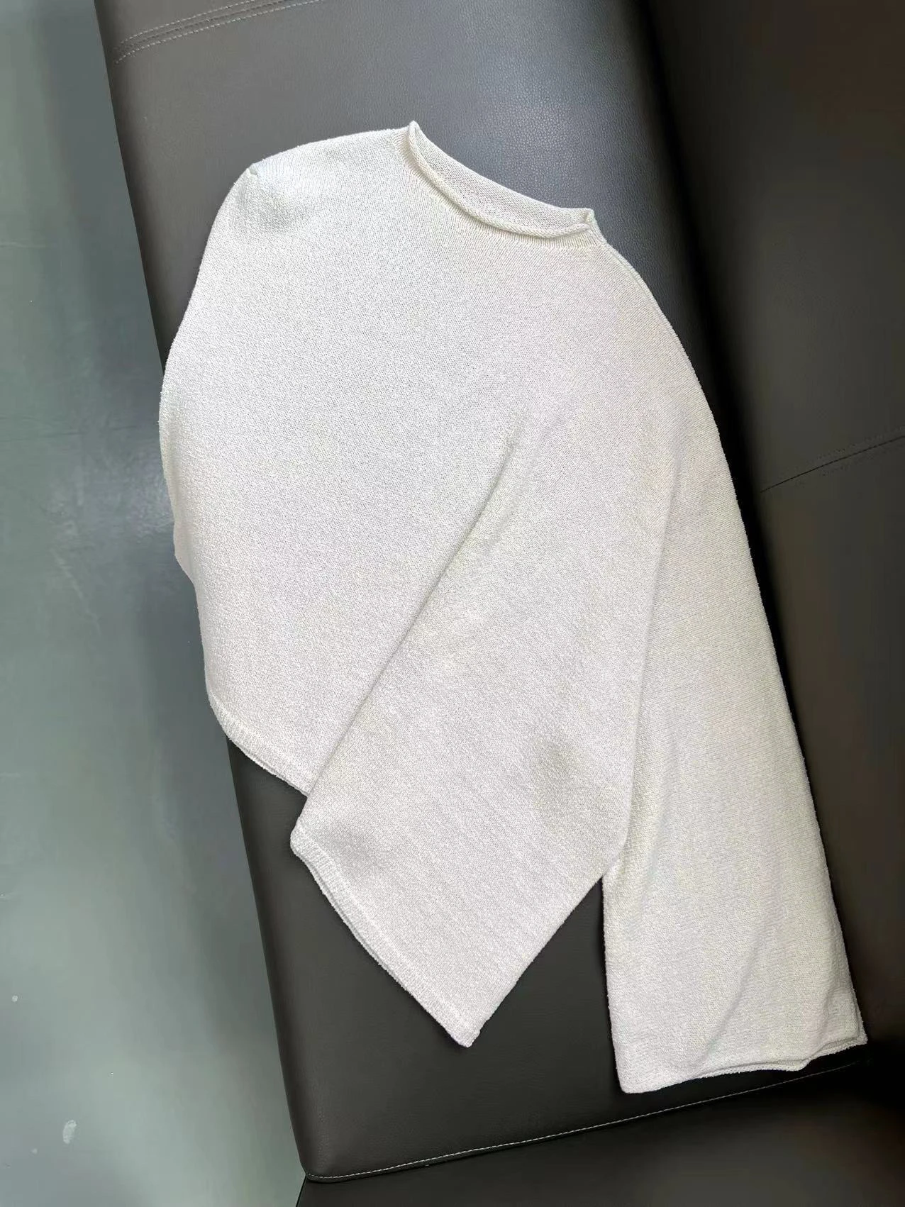 Ele round Ne غير متناظرة محبوك الكتان كيب TopMoiaSpring Commute SleLoose FitLong Sve Color #2