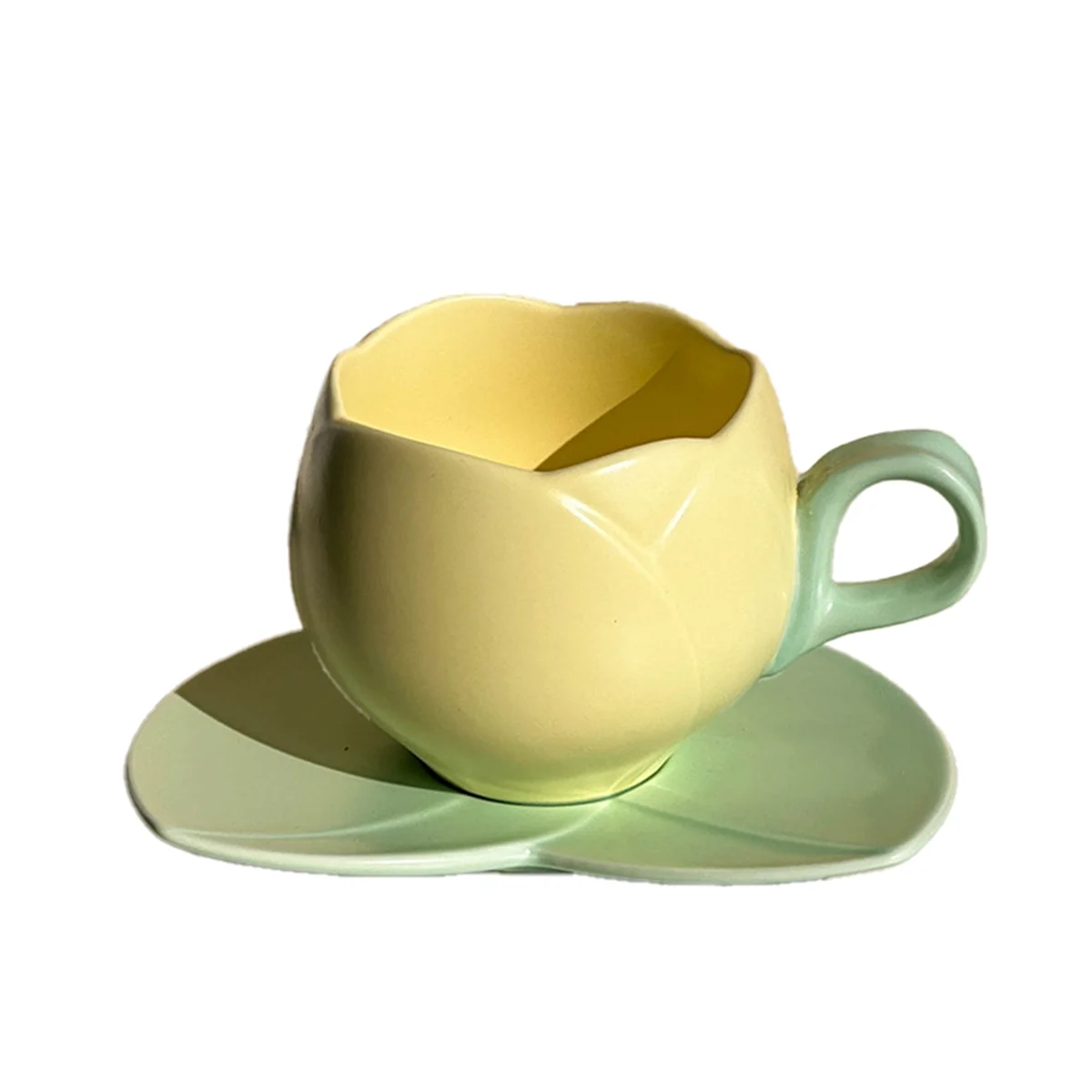 300ml Flower Shaped Ceramic Coffee Tulip Cup Teacup Saucer Ceramic Drinking Cup Tulip Mug,B