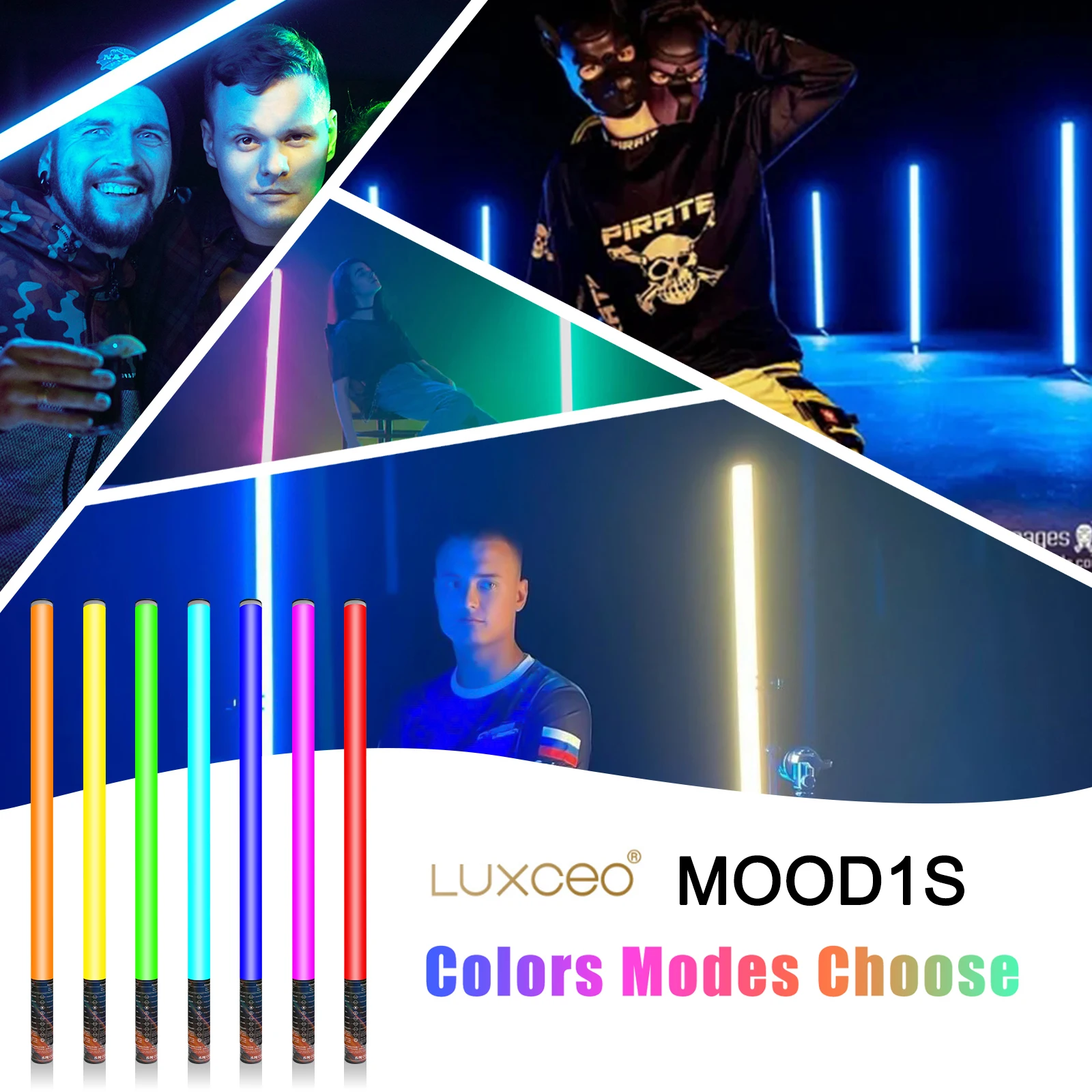 

LUXCEO RGB MOOD1S Светодиодная лампа-палка 85 см, красочное освещение для создания атмосферы, фон для фотографий, лампа для бара, украшение для рождественской вечеринки