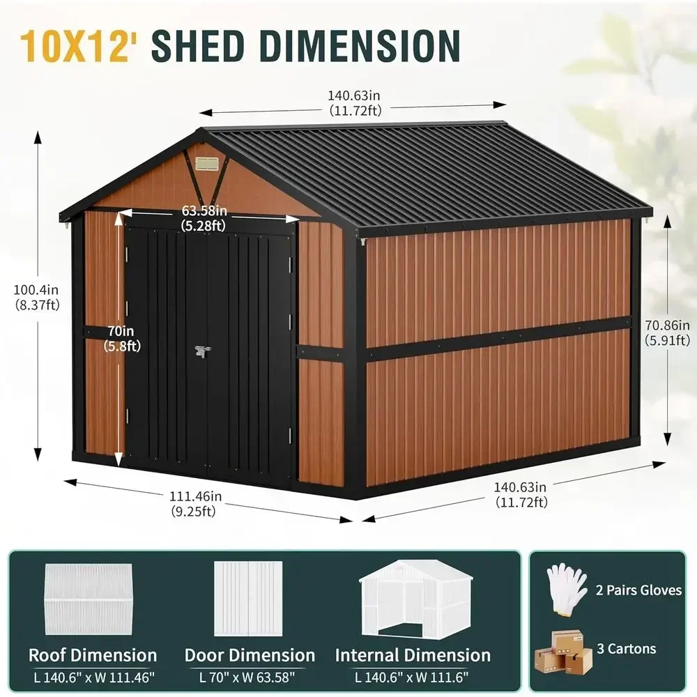 Extra Large Outdoor Metal Storage Shed with Lock and Ventilation for Garden, Backyard, Patio, and Tool Storage