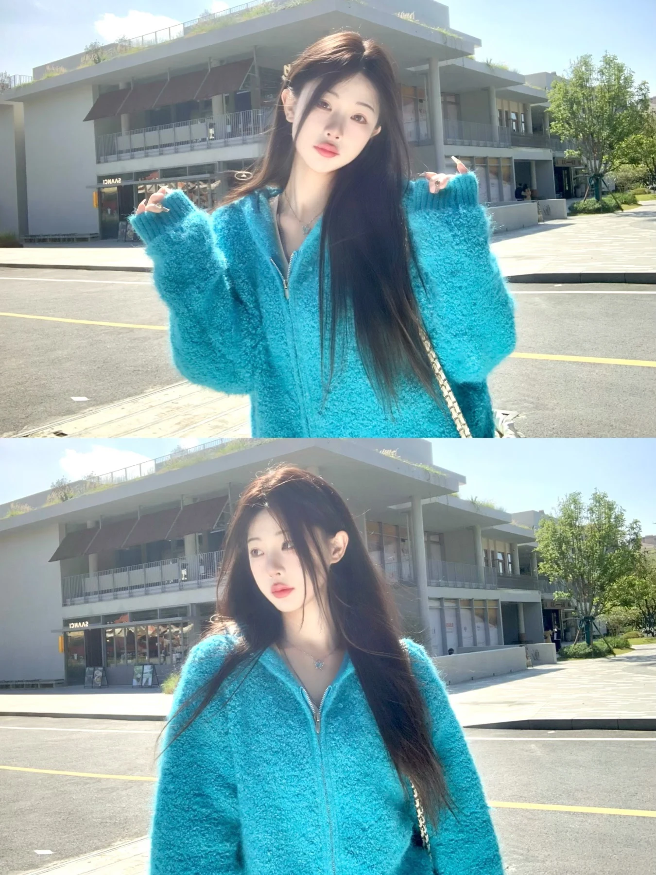 

Korean Sle Loose Fit Lamb Fur Hoodie Knitted Cardigan Uoo Fan Xin Ice Language Lovers Casual Spring Autumn Winter Sweater Coat