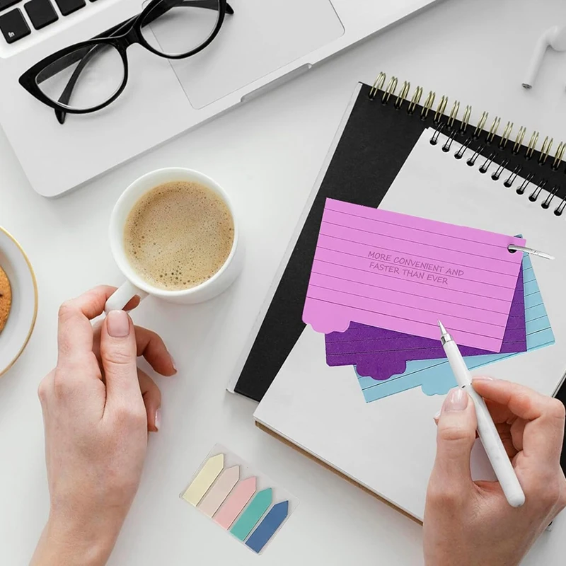 250 قطعة بطاقات الفهرس بطاقة فلاش مع 3X5 ، بطاقة ملونة مع بطاقات ملاحظة مؤشر مسطرة حلقة للمكتب والمدرسة