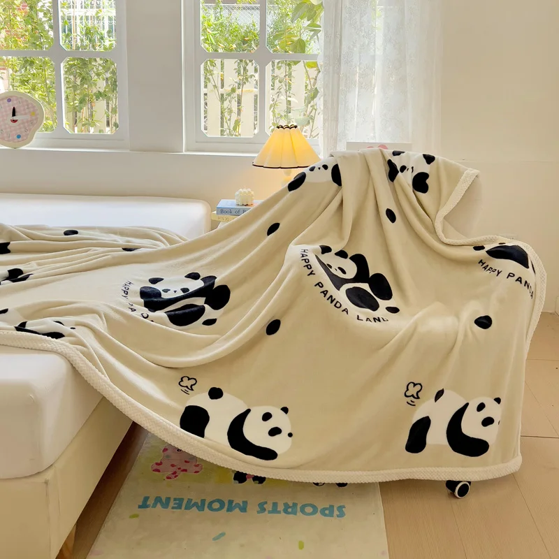 Cute Panda Throw Blankets All Season Ultra Soft Warm Fleece Blanket for Kids Home Bed Sofa Couch Chair Outdoor Travel Camping