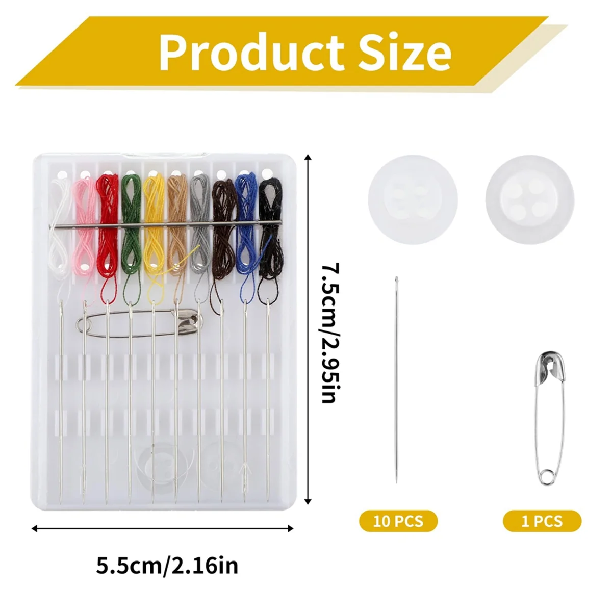JAS-12 Boxes Sewing Kit Mini Sewing Kit Quick Fix Sewing Kit Travel Emergency Sewing Kit Pre Threaded Needle and Thread Kit