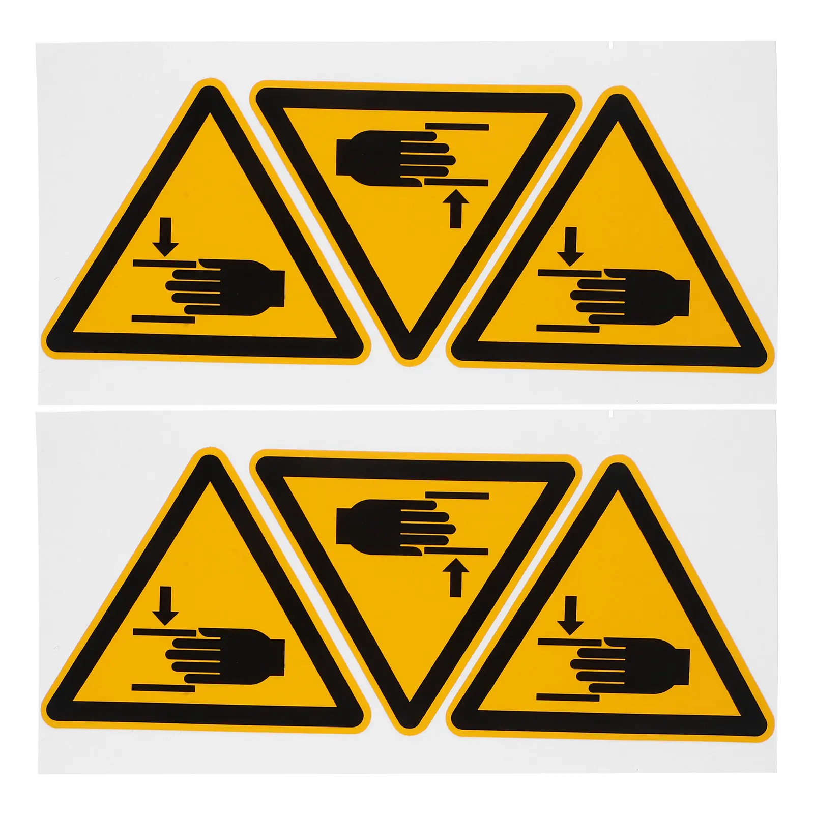 6Pcs Warning Hand Pinch Stickers Strong Adhesion Safety Label Decals for Equipment Doors Machinery Cabinets Workplace Safety
