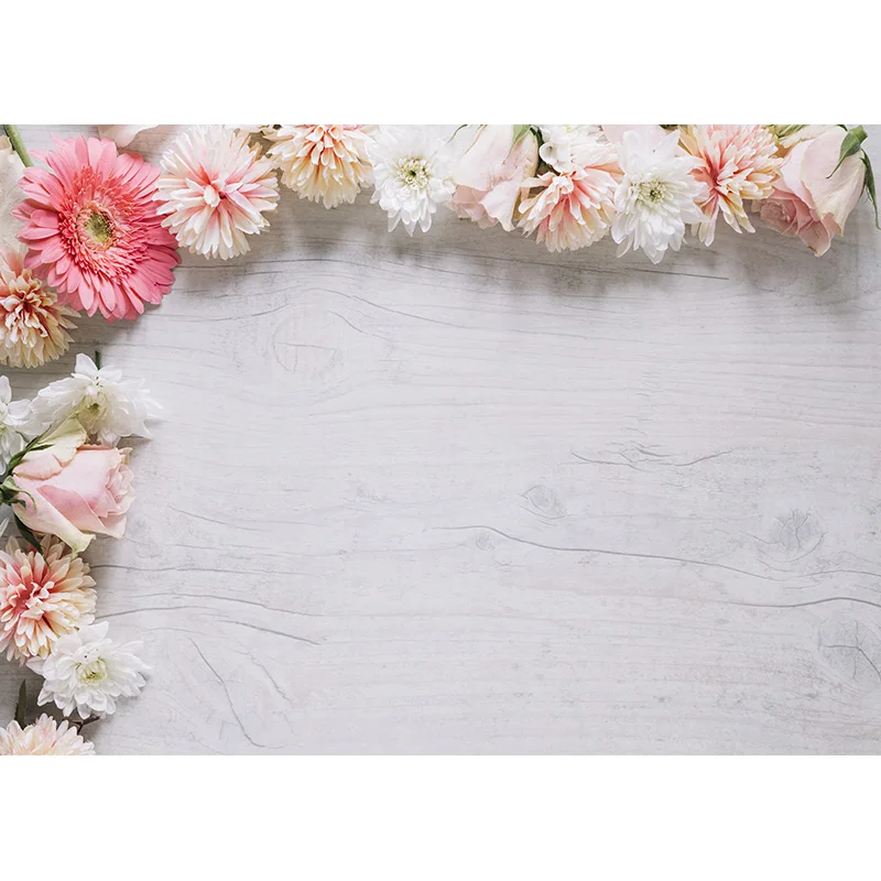 Vinyl Custom Photography Backdrops Props Flower  Wooden floor  Photo Studio Background ZLDT-17