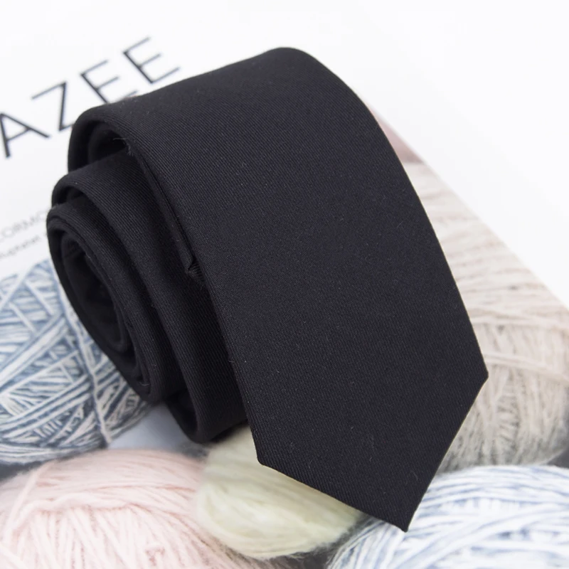 Corbata para hombre de 6cm de algodón clásico hecha a mano, corbatas negras ajustadas, cuello estrecho sólido, corbatas informales ajustadas de Cachemira, accesorios, regalos