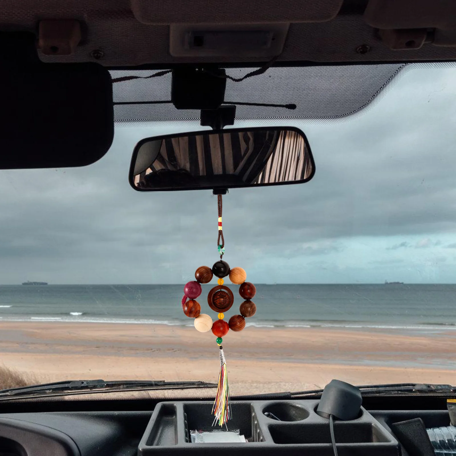 

Sandalwood Car Charm Versatile Rear View Mirror Ornament Elegant Decorative Accessory for Interior Aesthetic Car Decor