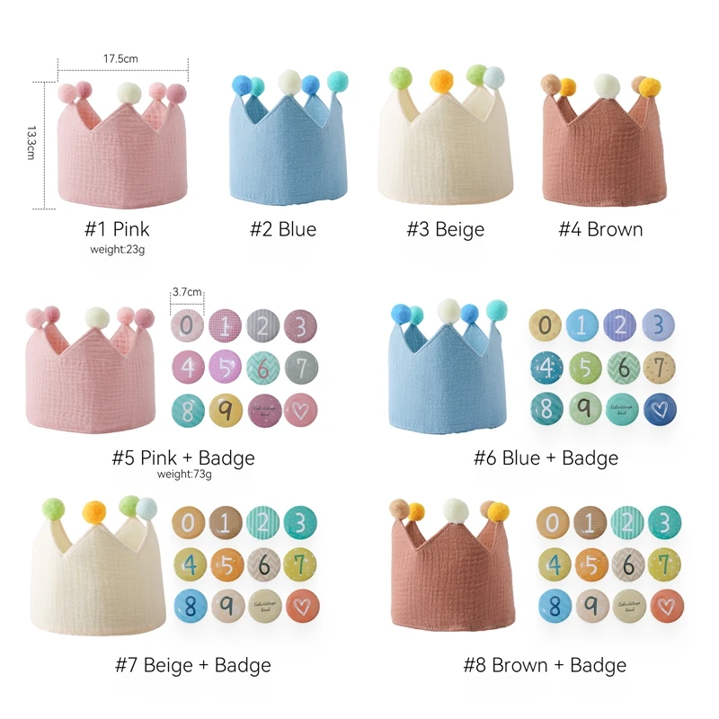 Baby Birthday Party Hat Mini Colorful Crown Headband Hat With Numbers Newborn Party Photography Props Birthday Party Decor Gifts