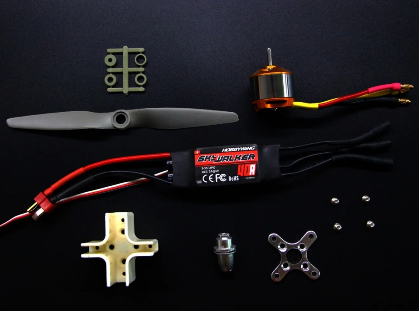 FATJAY Power System Combo Bürstenloser Motor 2212-2700KV/3000KV – Hochgeschwindigkeitsmotor Hobbywing 40A ESC mit APC Machete Propeller